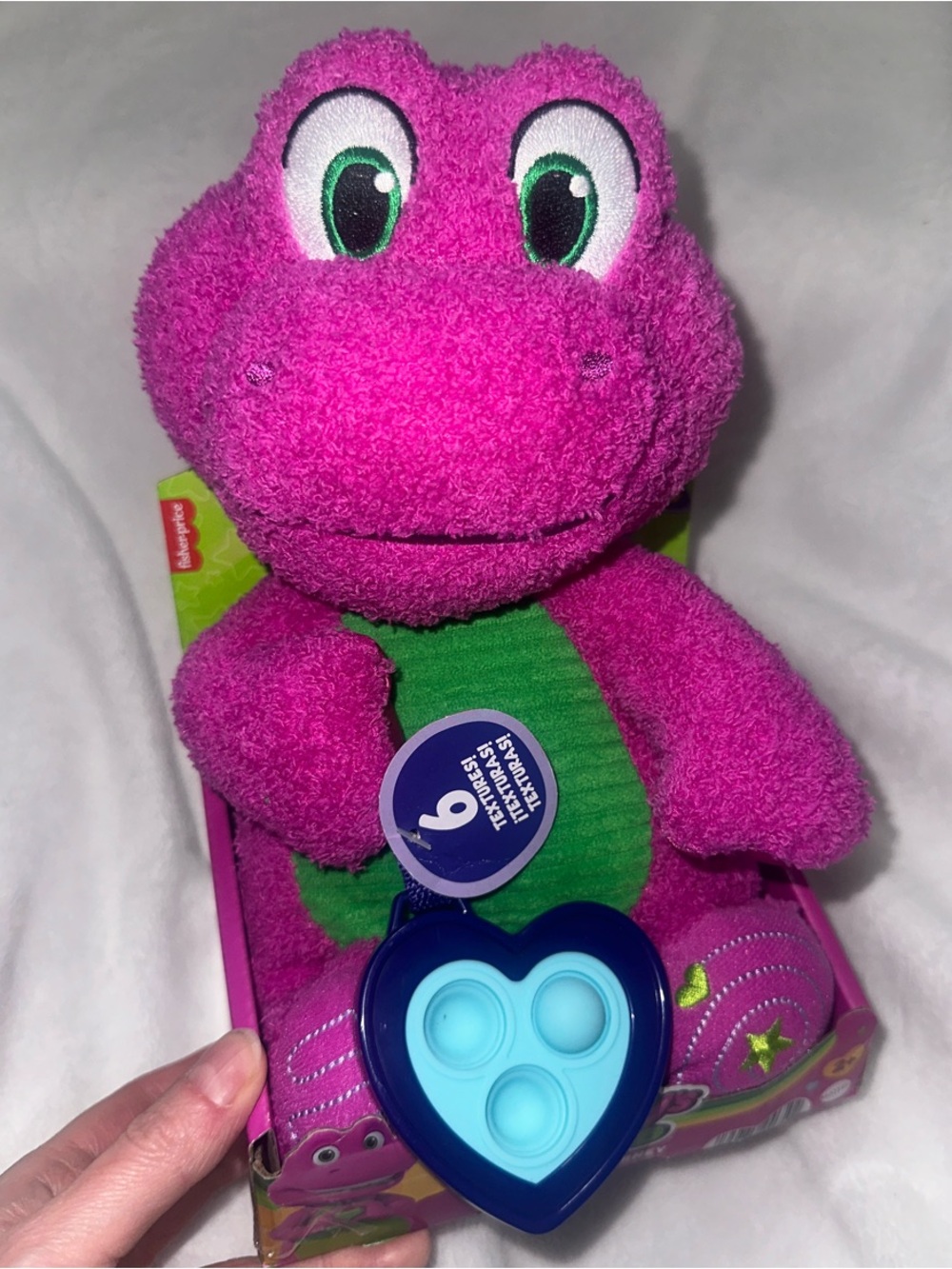 Fisher-Price Barney’s World Sensory Barney Plush Toy Fidget Activity